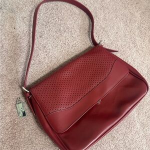 Red leather Frankie Johnnie shoulder bag purse handbag retro